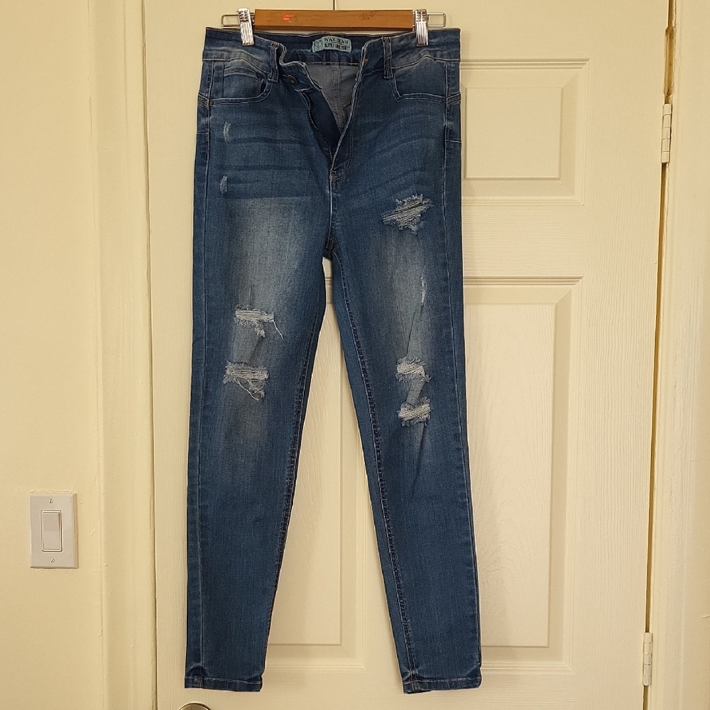 Distressed Blue Skinny Jeans
